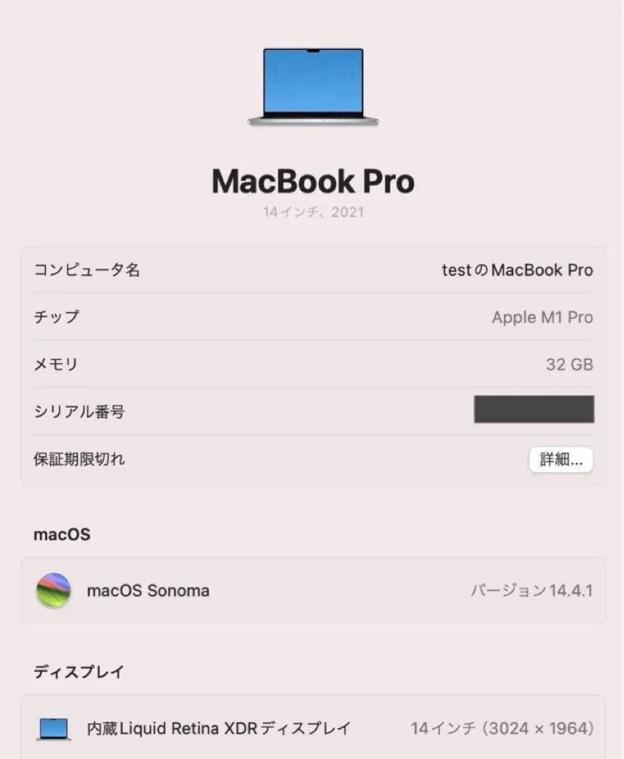 ★Apple M1 MacbookPro / 32GB / 1TB【初期化済】