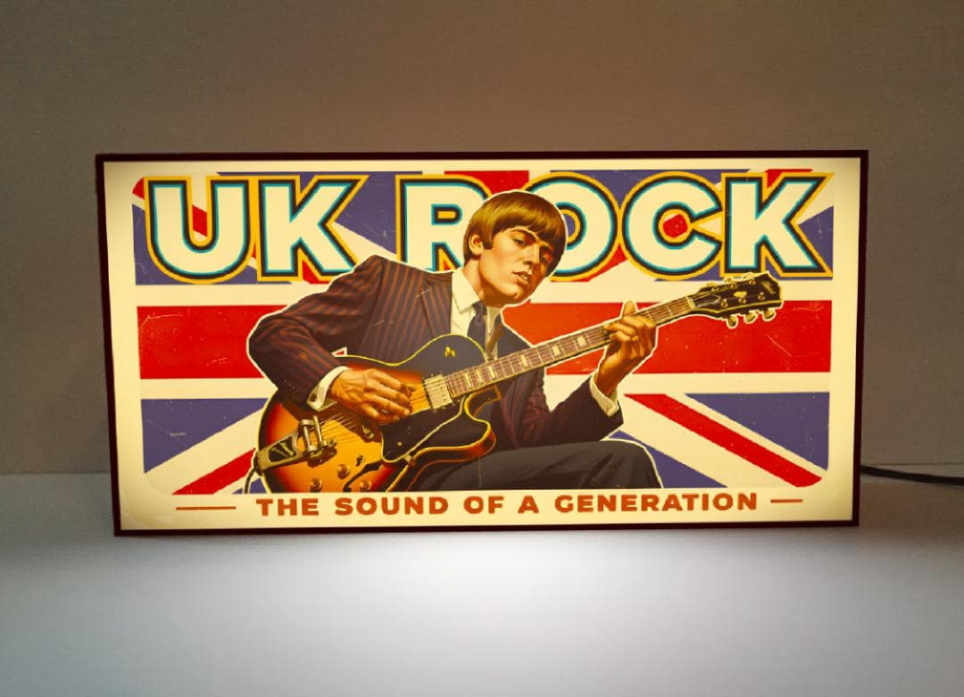 【オーダー無料】UK ブリティッシュロックギター 看板 置物 雑貨 ライトBOX