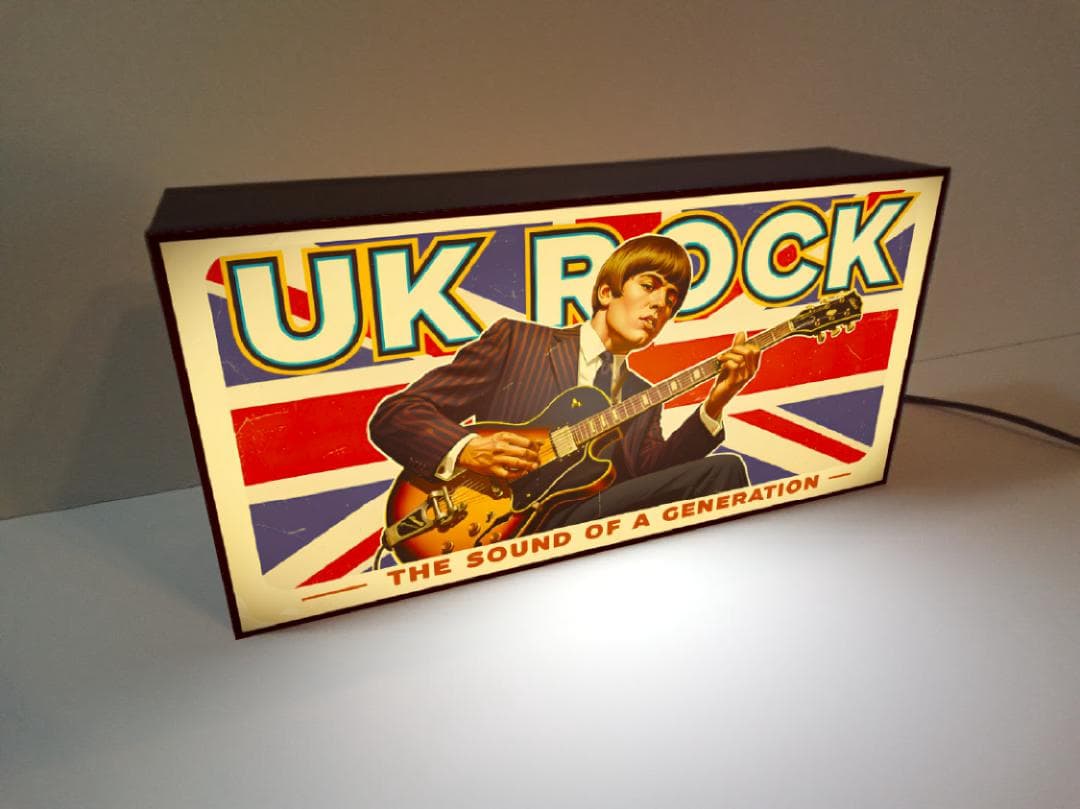 【オーダー無料】UK ブリティッシュロックギター 看板 置物 雑貨 ライトBOX