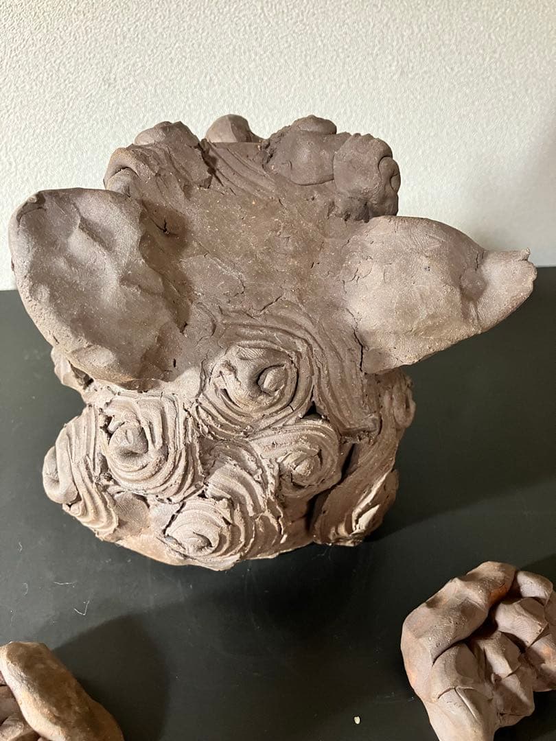 やむちんの焼き締めシーサー　諸見里安繹作