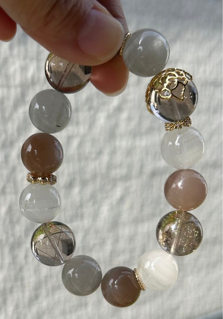 ルチル＆ミックスムーンストーンブレス　リニューアル