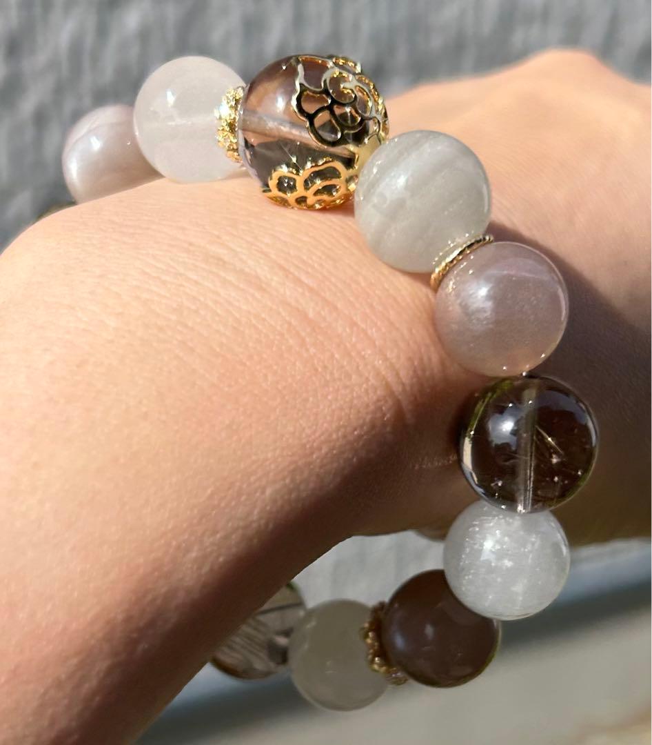 ルチル＆ミックスムーンストーンブレス　リニューアル