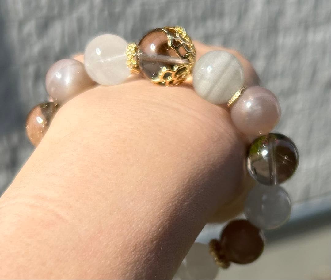 ルチル＆ミックスムーンストーンブレス　リニューアル