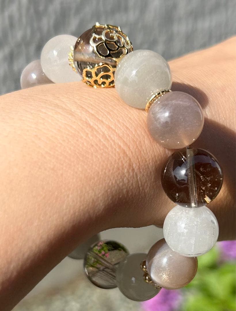 ルチル＆ミックスムーンストーンブレス　リニューアル