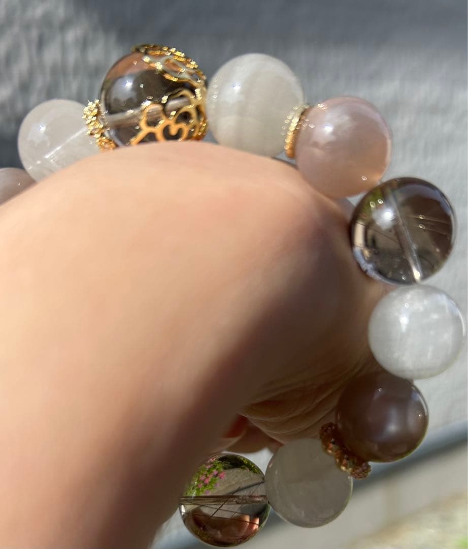 ルチル＆ミックスムーンストーンブレス　リニューアル