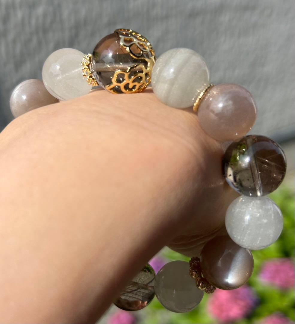 ルチル＆ミックスムーンストーンブレス　リニューアル