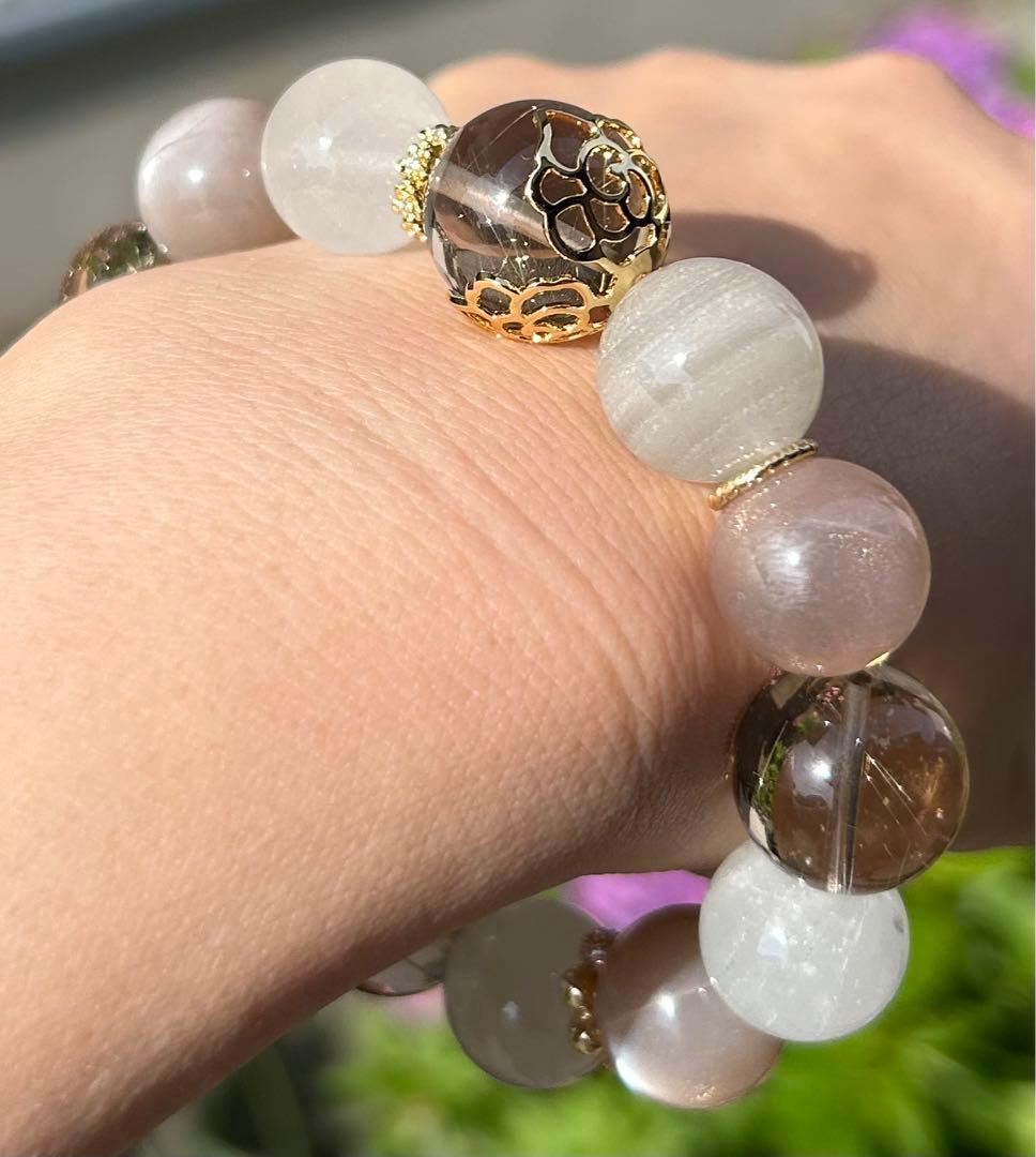 ルチル＆ミックスムーンストーンブレス　リニューアル