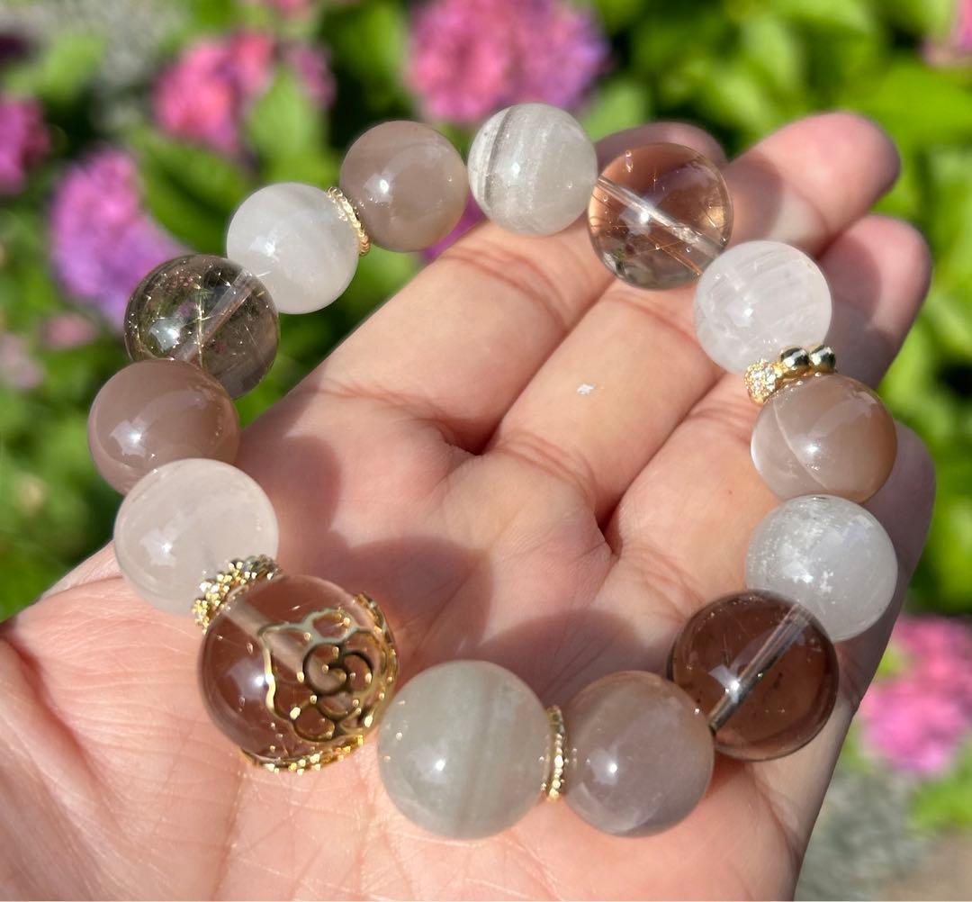 ルチル＆ミックスムーンストーンブレス　リニューアル