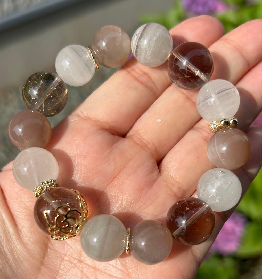 ルチル＆ミックスムーンストーンブレス　リニューアル