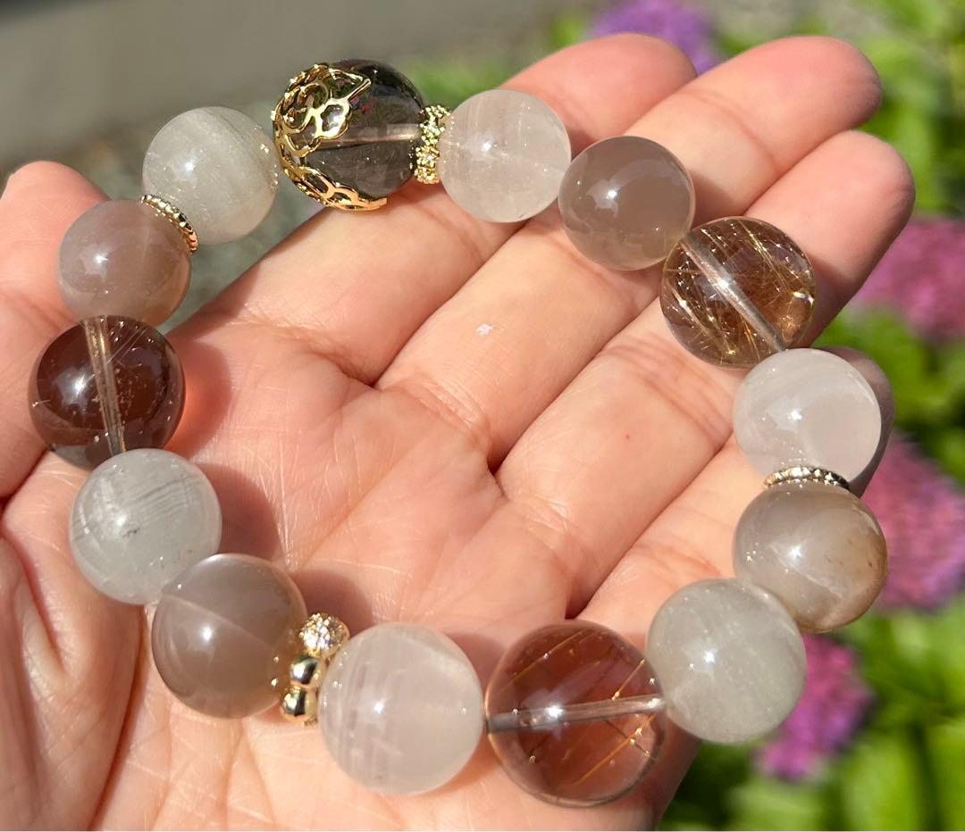 ルチル＆ミックスムーンストーンブレス　リニューアル