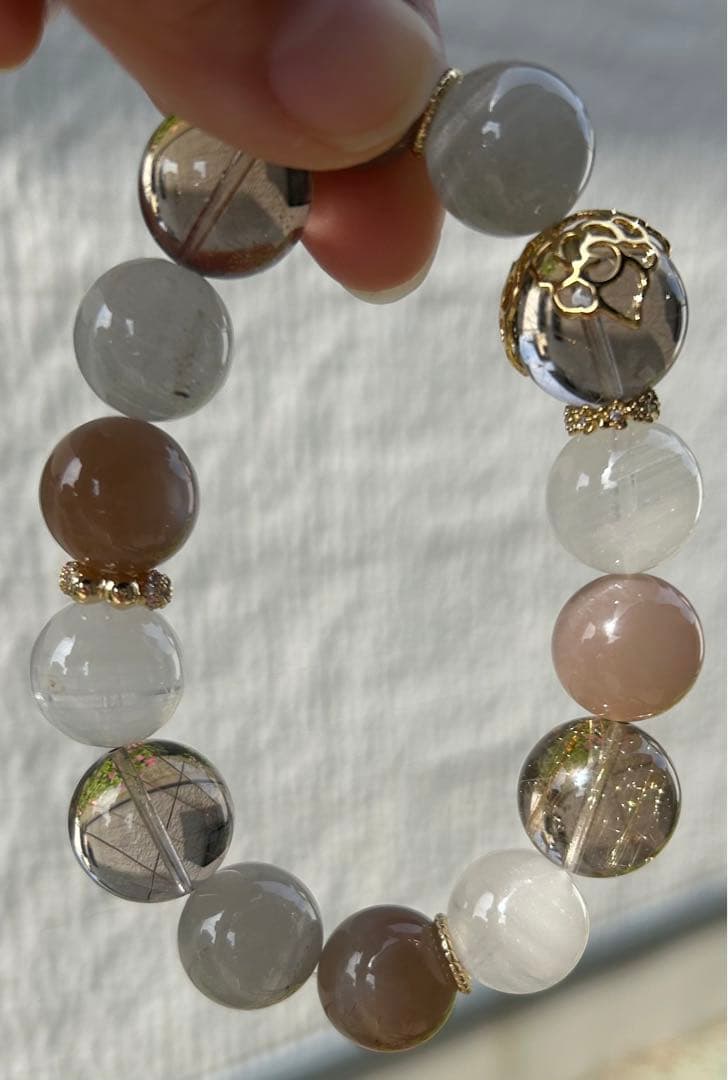 ルチル＆ミックスムーンストーンブレス　リニューアル