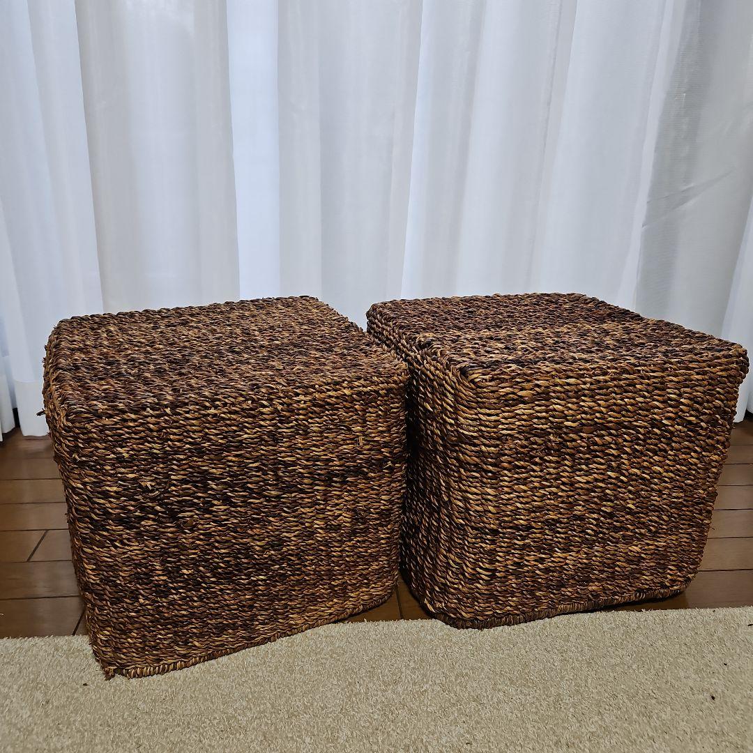 無印　バクバクオーバル　特大角形バスケット　2点　蓋付