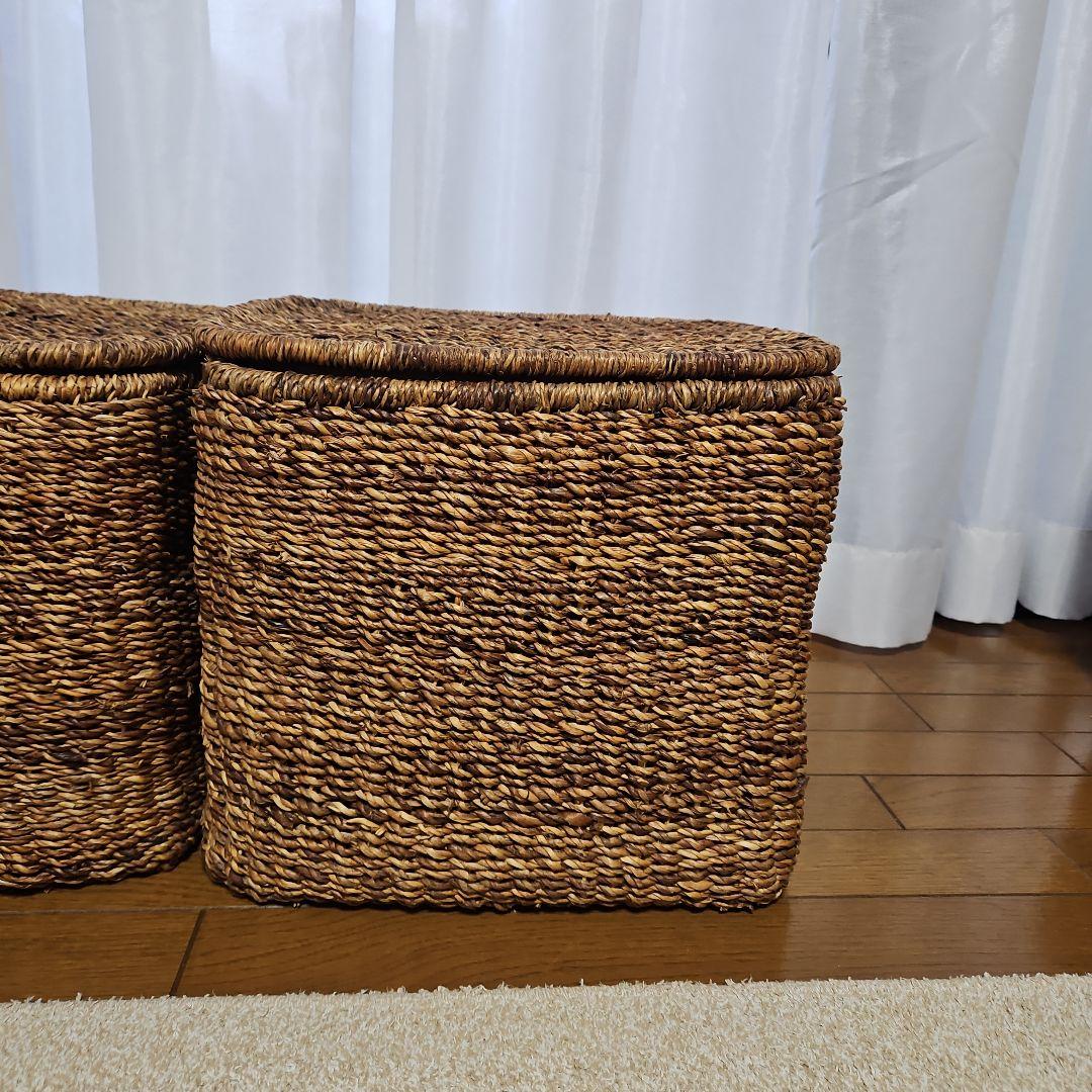 無印　バクバクオーバル　特大角形バスケット　2点　蓋付