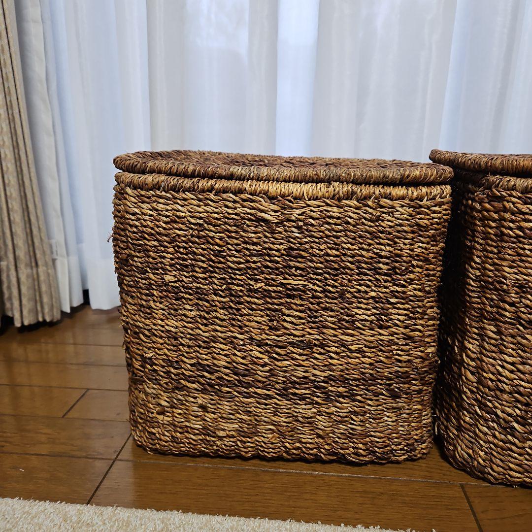 無印　バクバクオーバル　特大角形バスケット　2点　蓋付