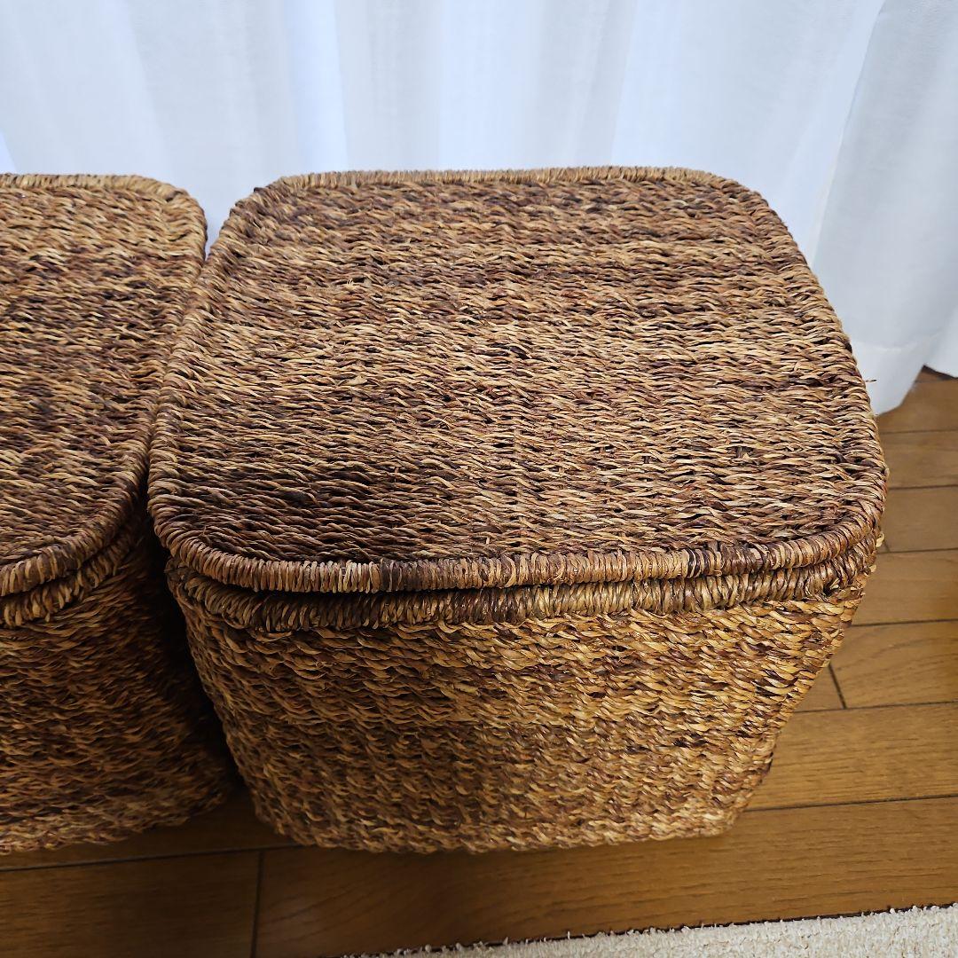 無印　バクバクオーバル　特大角形バスケット　2点　蓋付