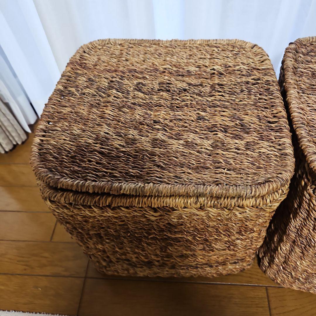 無印　バクバクオーバル　特大角形バスケット　2点　蓋付