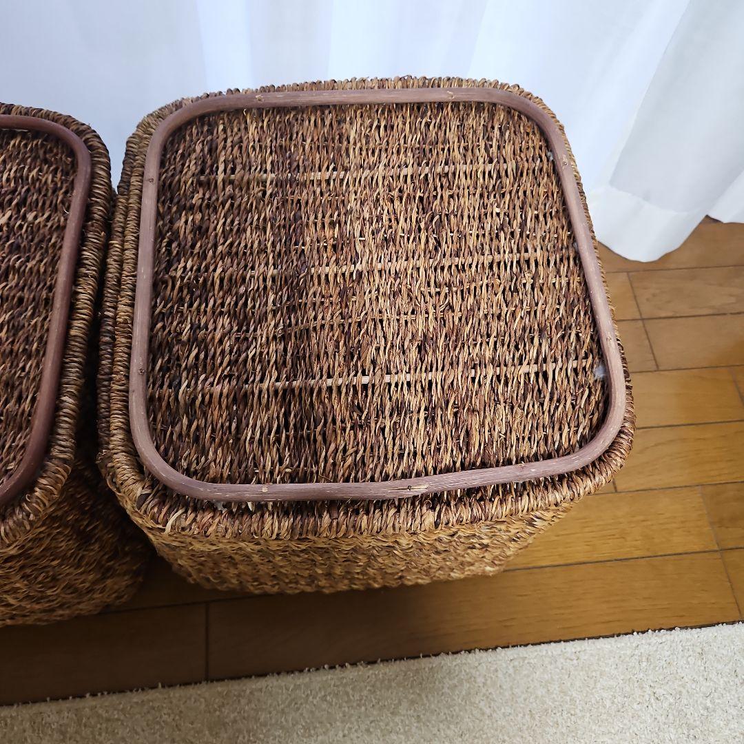 無印　バクバクオーバル　特大角形バスケット　2点　蓋付