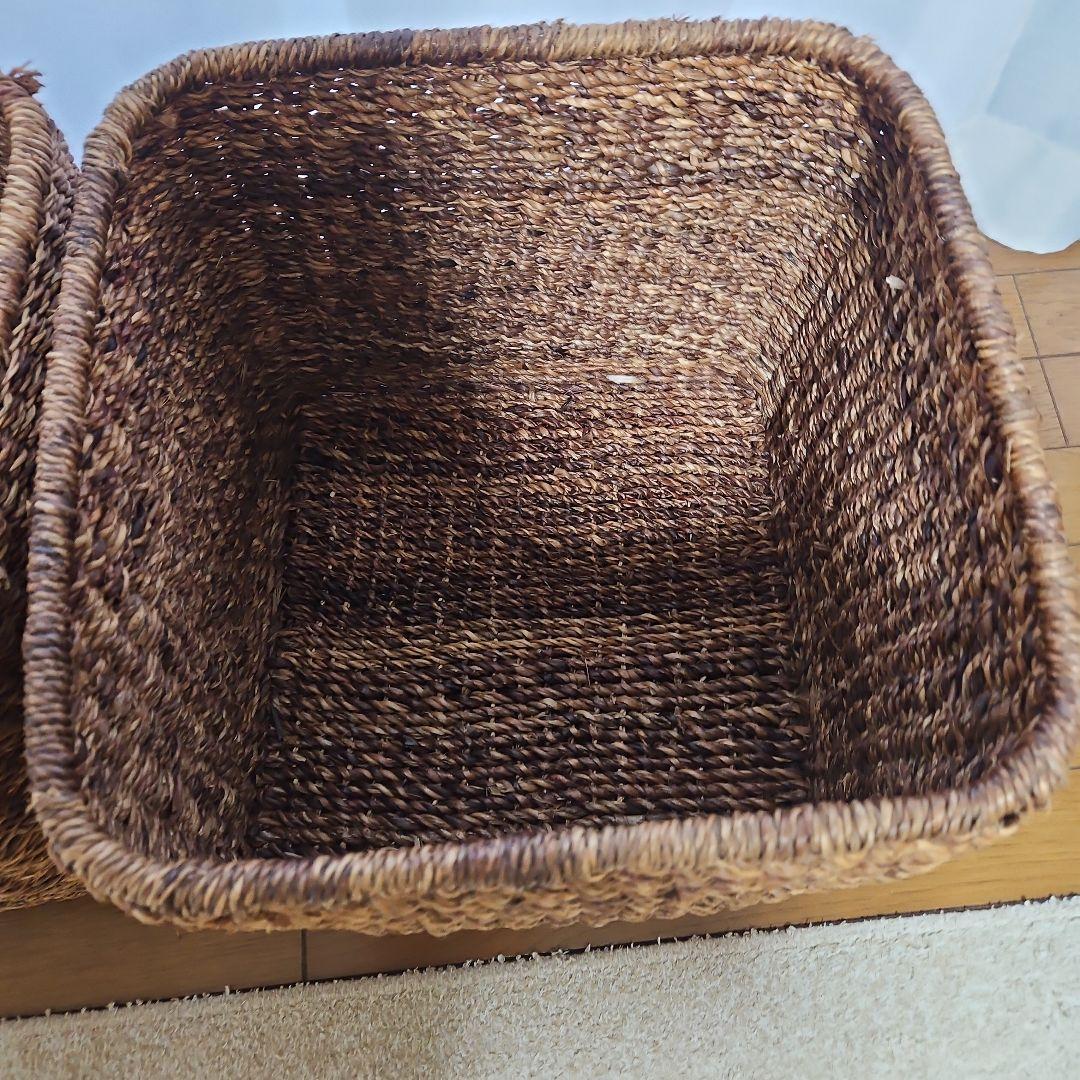 無印　バクバクオーバル　特大角形バスケット　2点　蓋付