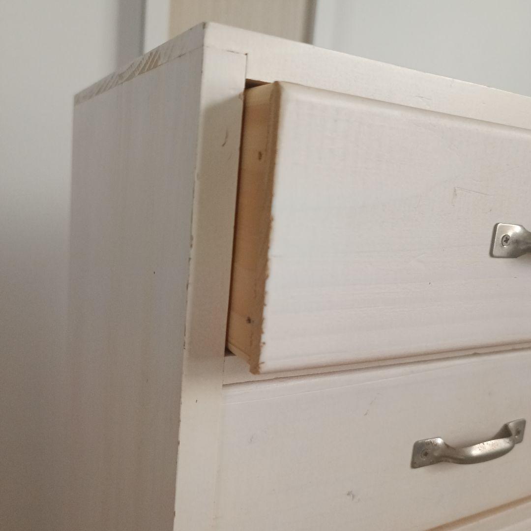 レトロ 白 6段チェスト キャビネット 北欧 ナチュラル モダン アンティーク風