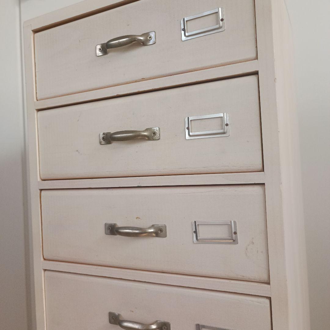 レトロ 白 6段チェスト キャビネット 北欧 ナチュラル モダン アンティーク風