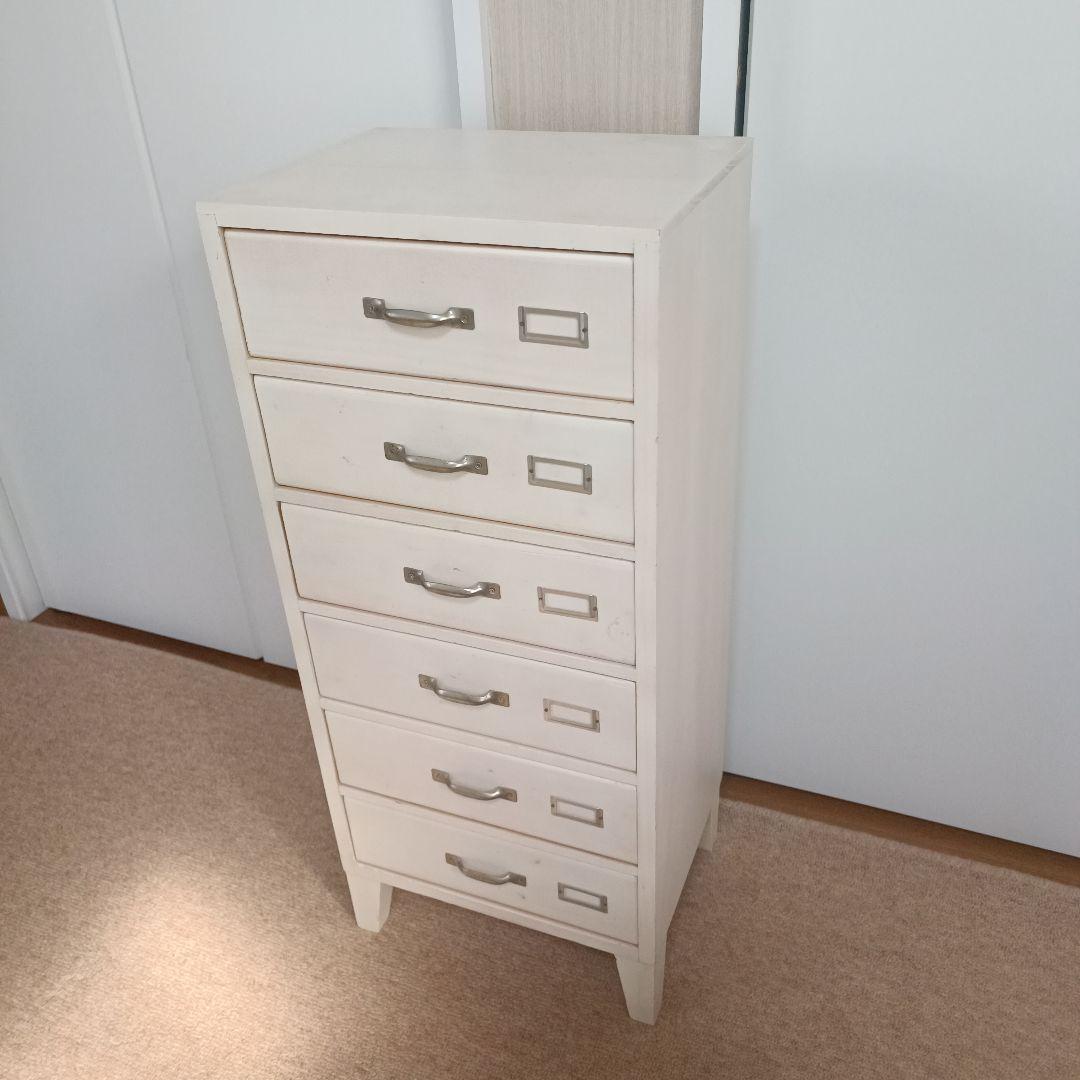 レトロ 白 6段チェスト キャビネット 北欧 ナチュラル モダン アンティーク風