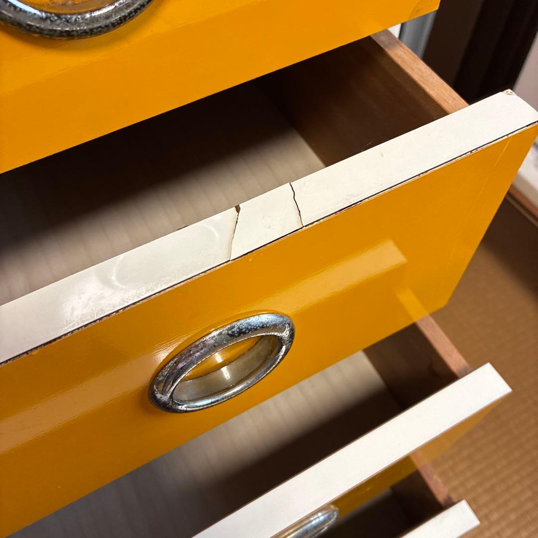 昭和レトロ　アンティーク　タンス　チェスト7段　オレンジイエロー　ポップ