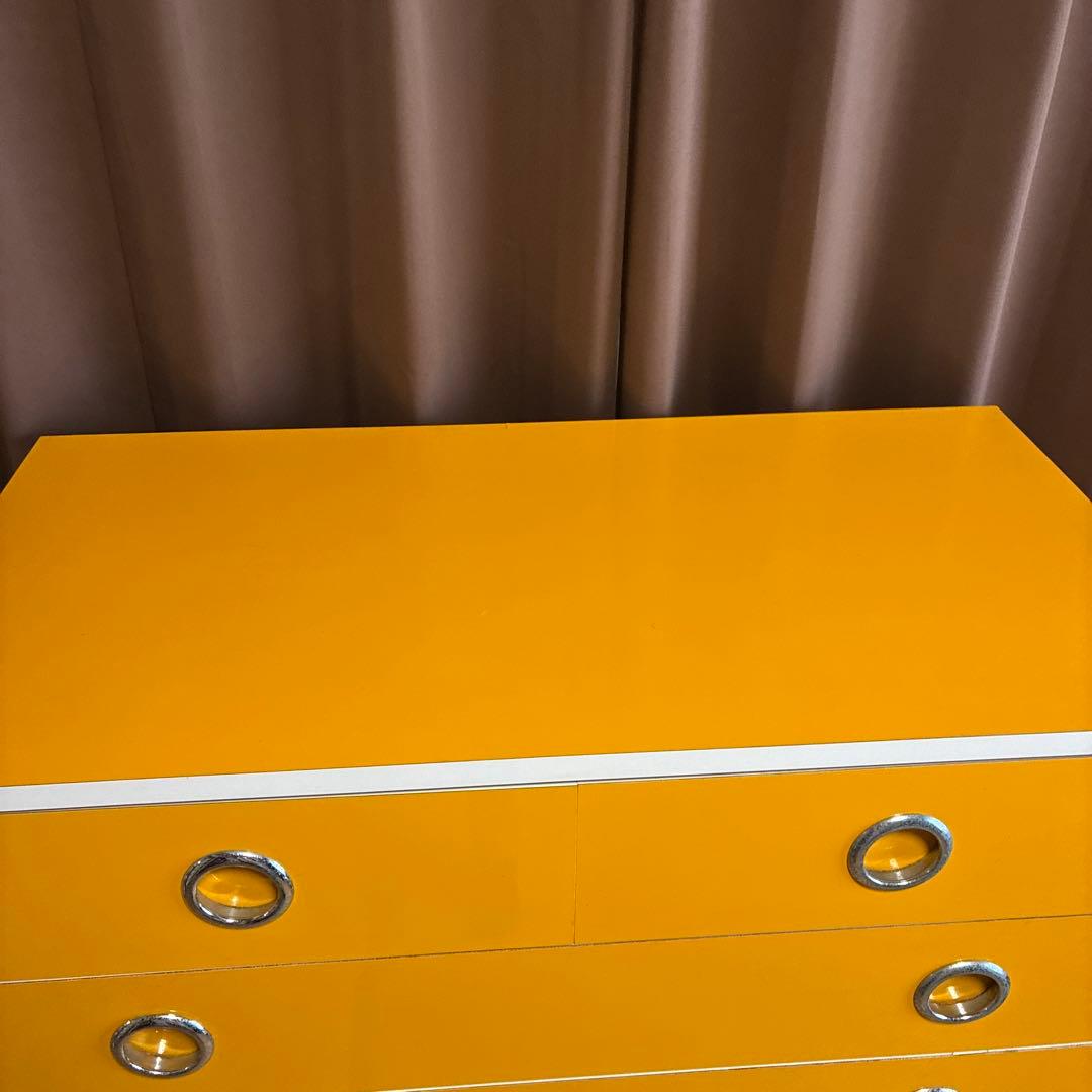 昭和レトロ　アンティーク　タンス　チェスト7段　オレンジイエロー　ポップ