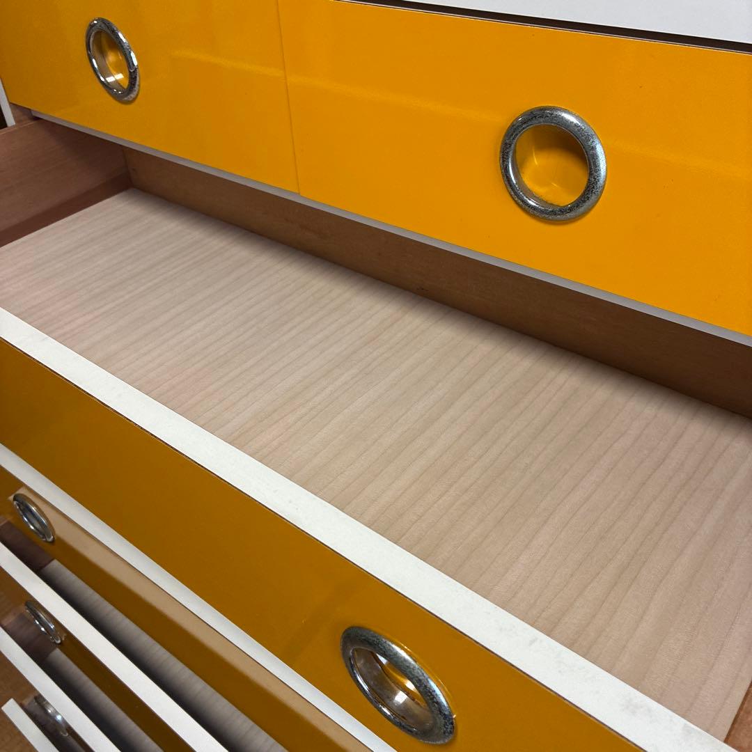 昭和レトロ　アンティーク　タンス　チェスト7段　オレンジイエロー　ポップ