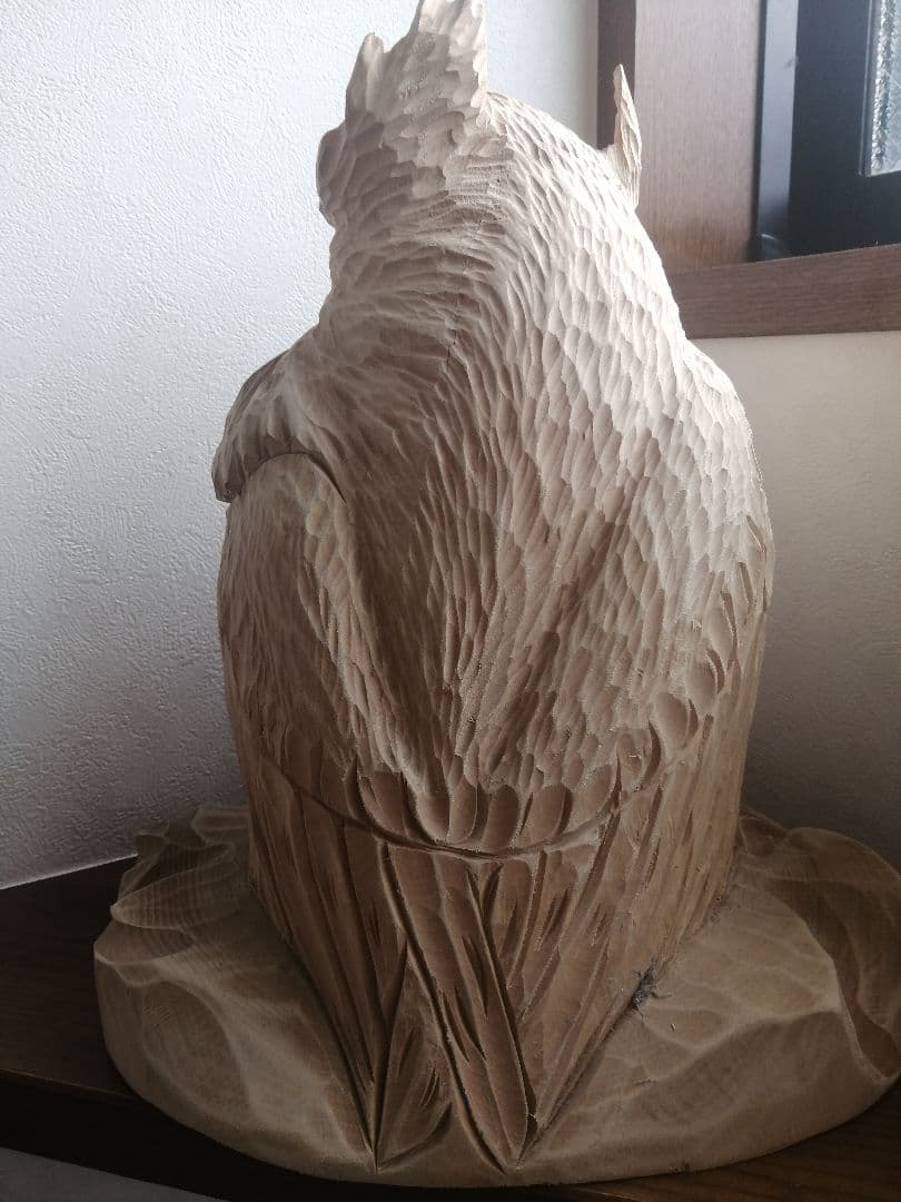 蝦夷縞梟 エゾシマ フクロウ 一刀彫 木彫