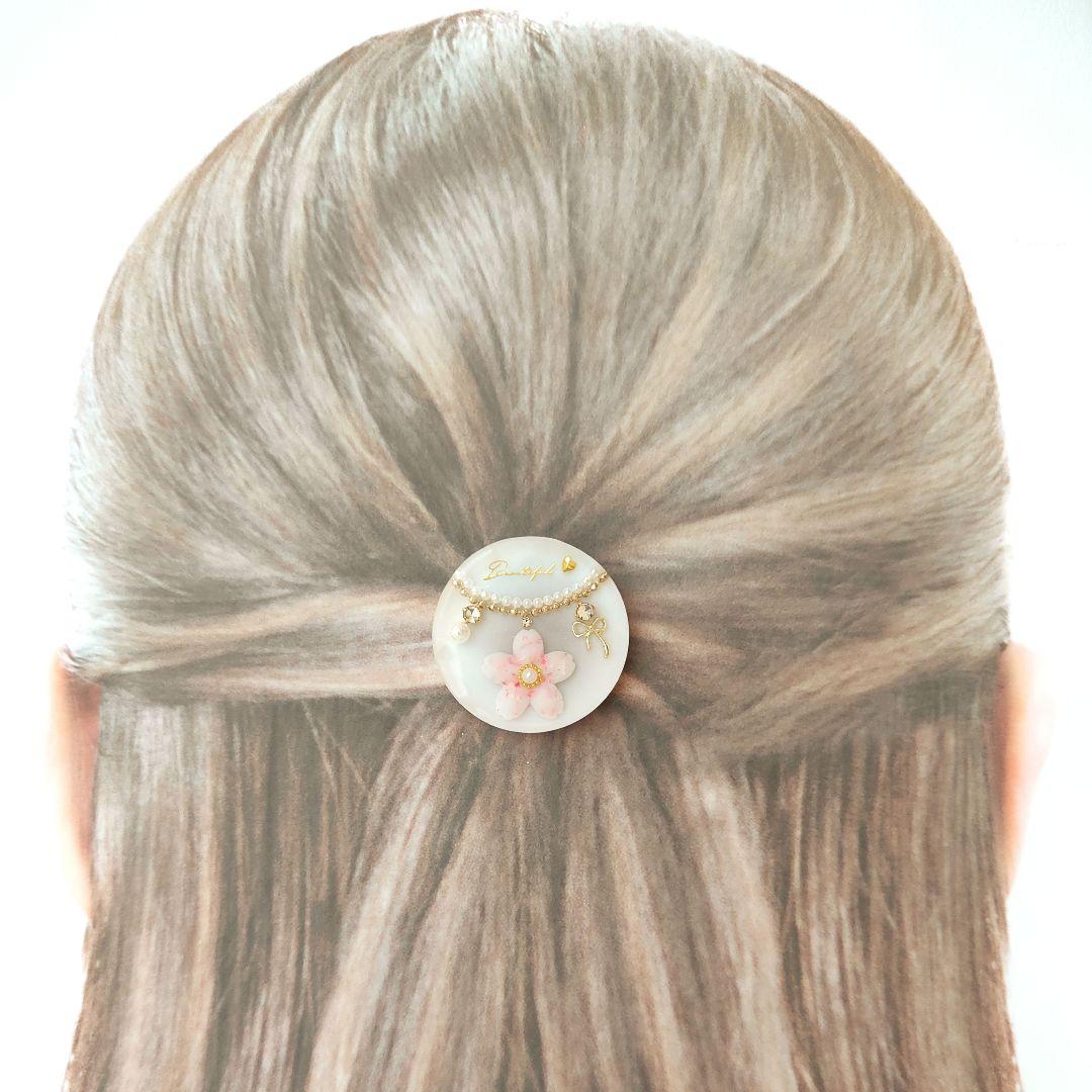 《No.2572❀》ハンドメイド　レジンヘアゴム　ピンク　桜　ネックレス　大