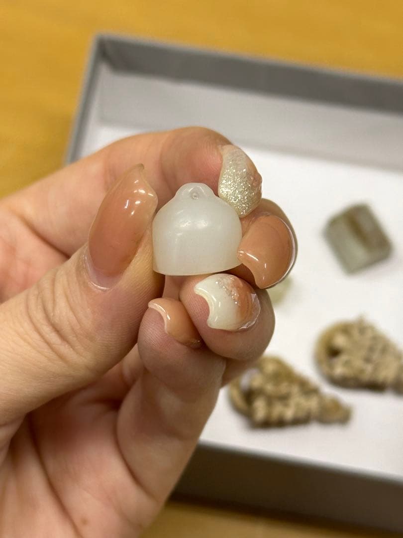 砡 5 點 和田玉 清時代耳環 中國古美術 小物アクセサリー