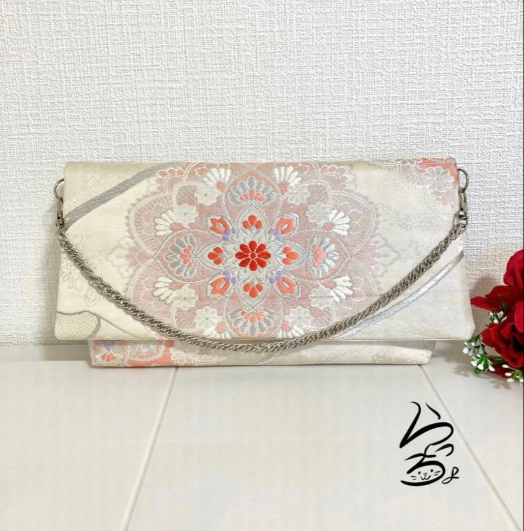 帯リメイク 華文 クラッチバッグ