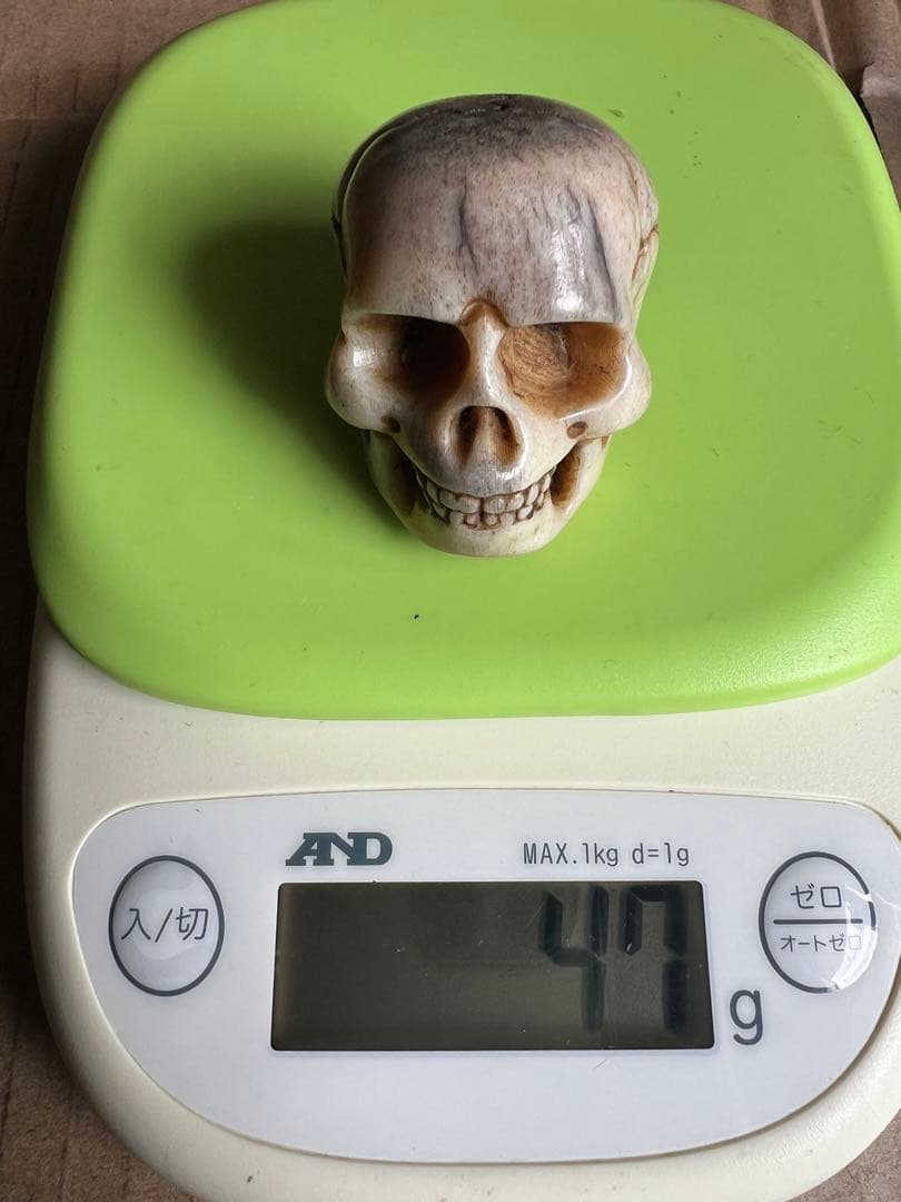 ドクロ彫刻 オブジェ 天然素材風 ハンドメイド風 スカル 置物 インテリア