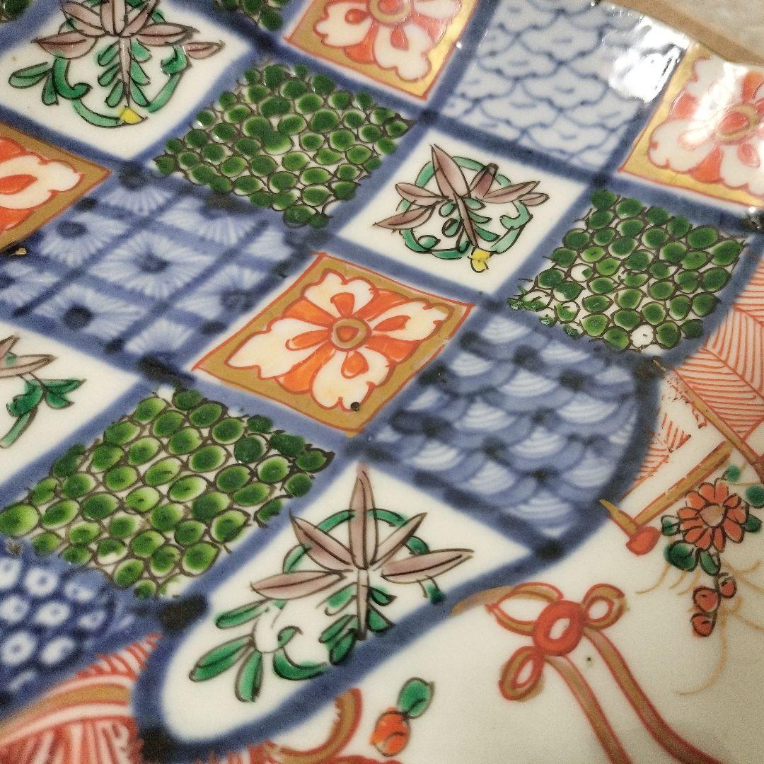 2枚組　色絵　唐獅子　花鳥文　七寸皿