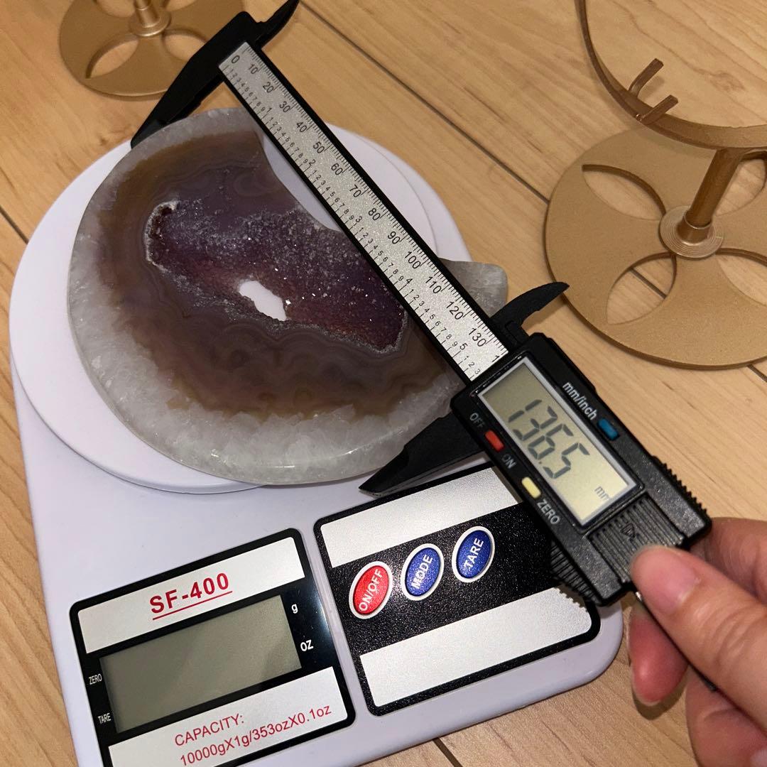 bigサイズ 瑪瑙 アゲート 月 専用台座付き 288g