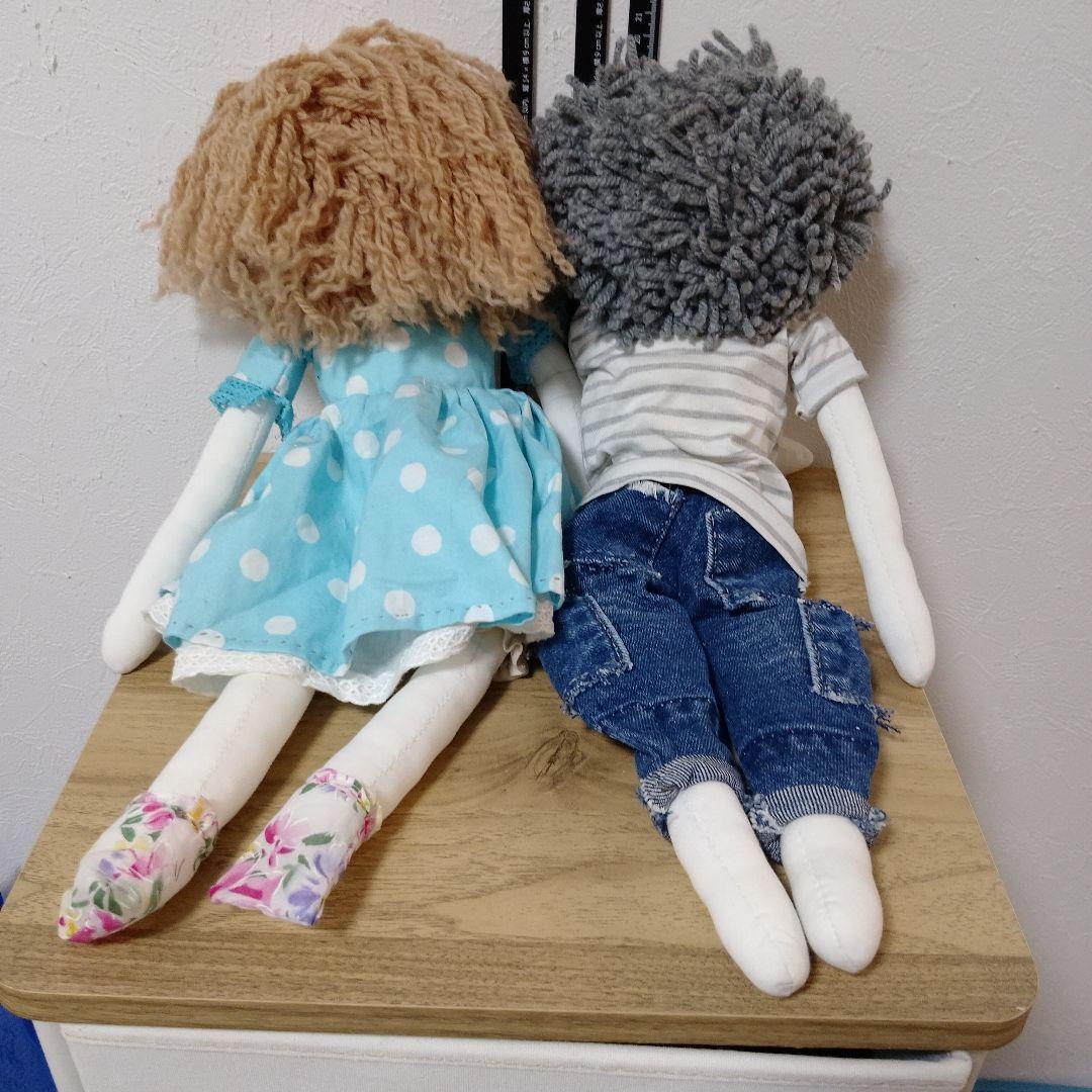 約50cm水玉ドレス　ストライプTシャツ人形セット手作りレトロポップ女の子男の子