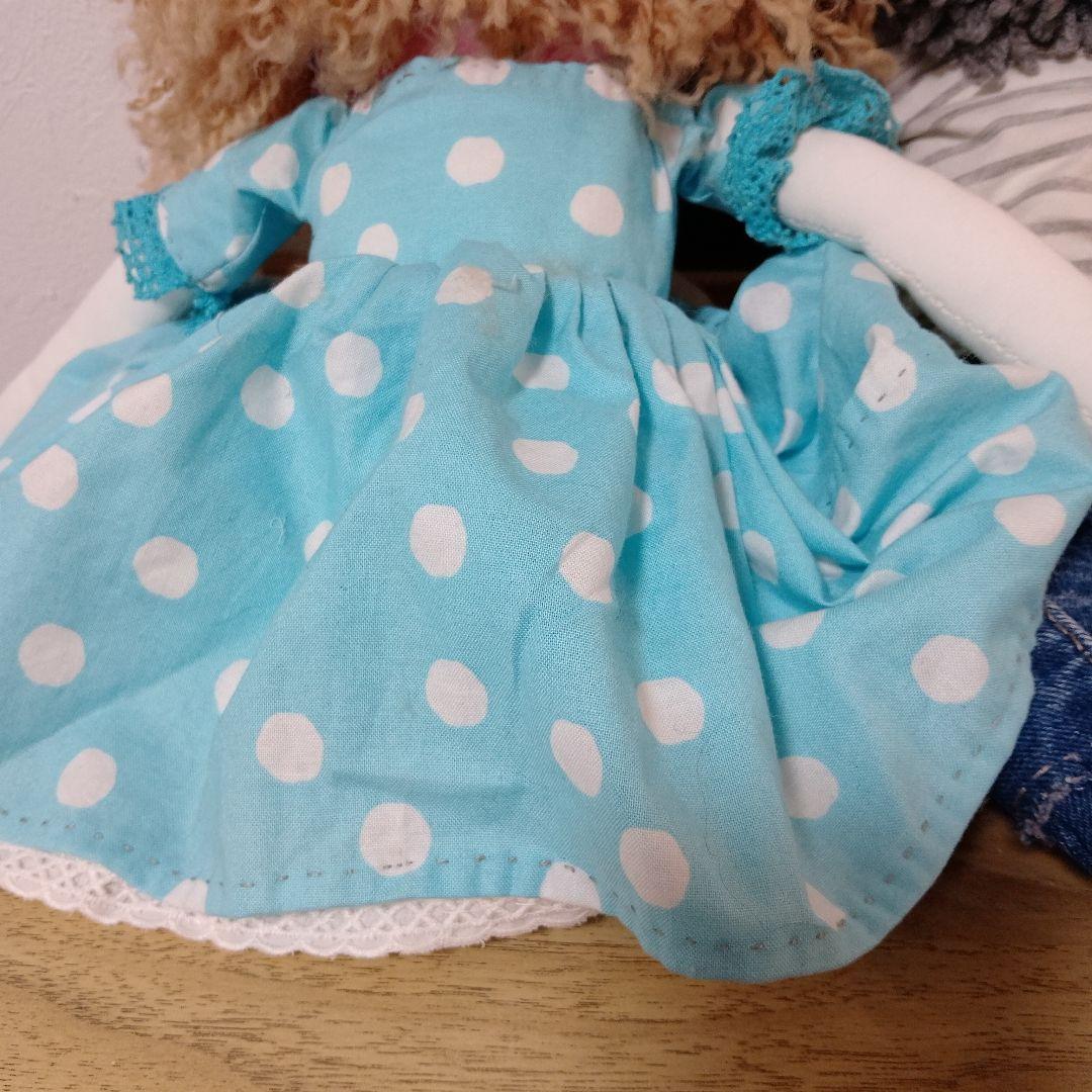 約50cm水玉ドレス　ストライプTシャツ人形セット手作りレトロポップ女の子男の子