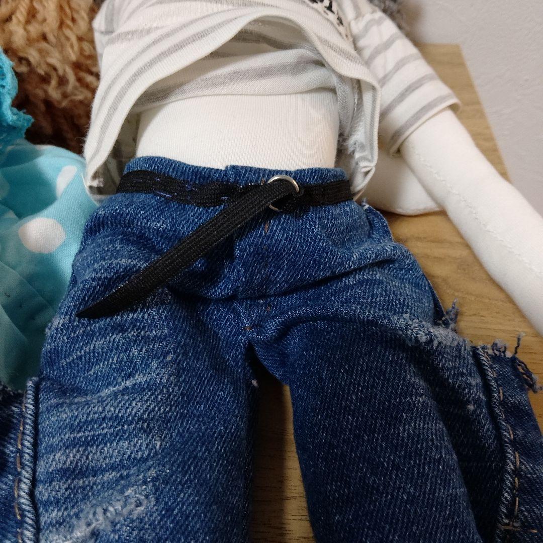 約50cm水玉ドレス　ストライプTシャツ人形セット手作りレトロポップ女の子男の子