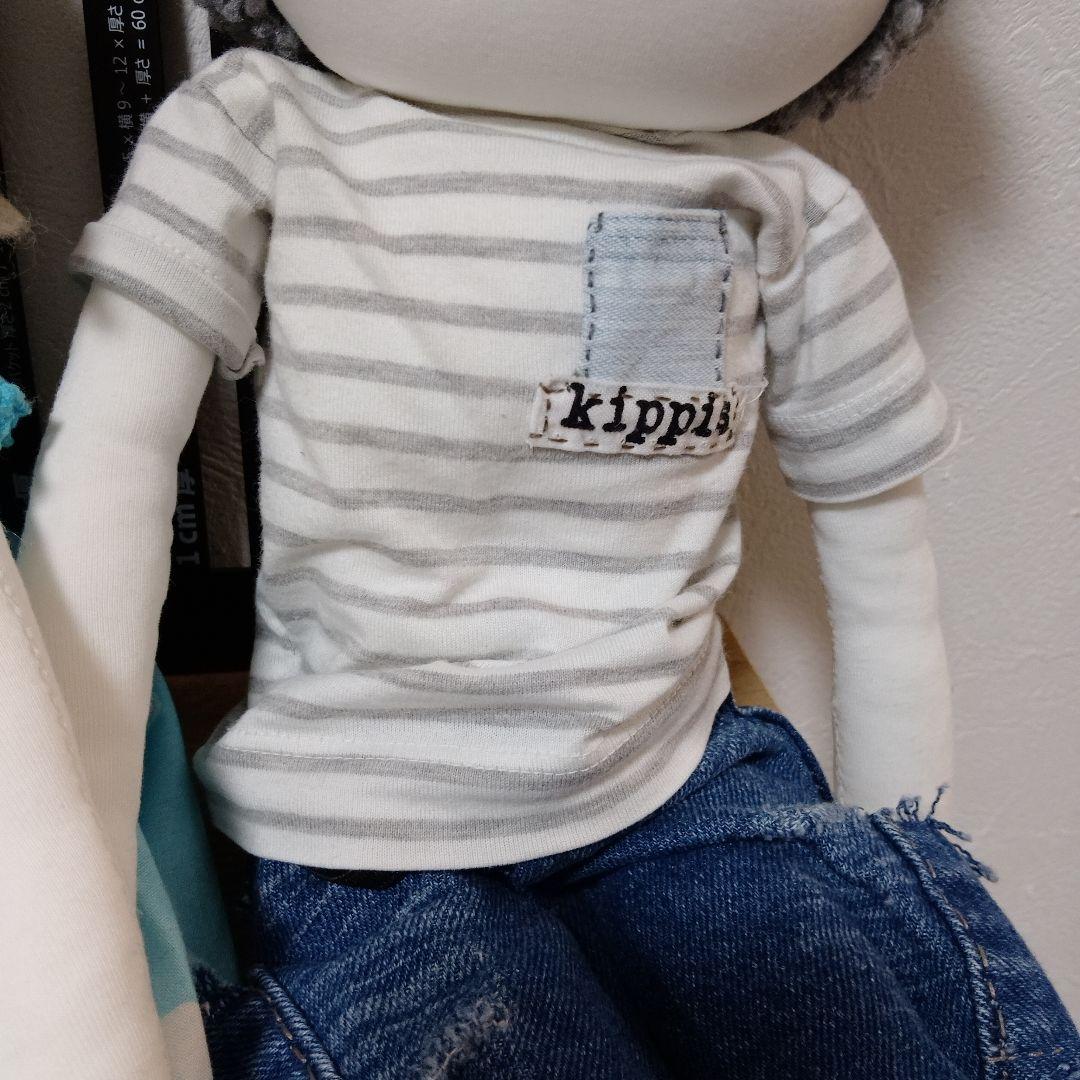 約50cm水玉ドレス　ストライプTシャツ人形セット手作りレトロポップ女の子男の子