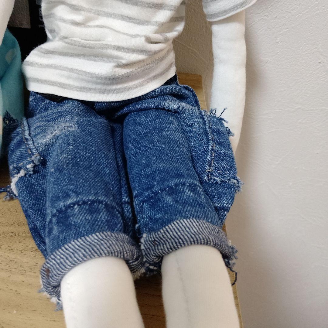 約50cm水玉ドレス　ストライプTシャツ人形セット手作りレトロポップ女の子男の子