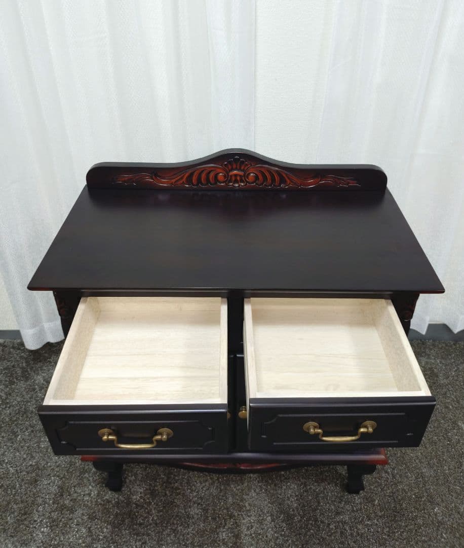 未使用 マホガニー アンティーク風 キャビネット 飾り棚 ヴェルテュ