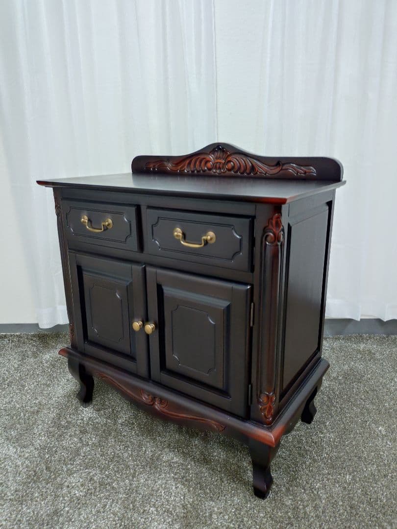 未使用 マホガニー アンティーク風 キャビネット 飾り棚 ヴェルテュ