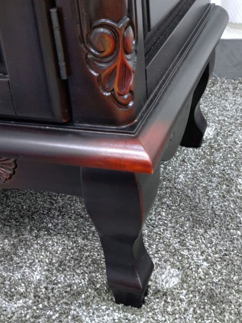 未使用 マホガニー アンティーク風 キャビネット 飾り棚 ヴェルテュ