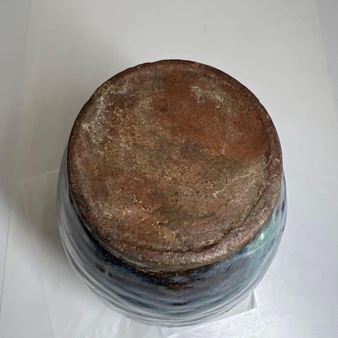 中国明末清朝期　なまこ釉花瓶　木箱付　高約24㎝　東Y8-0203☆2Fトヒルウ