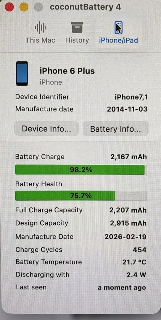iPhone6 Plus 64GB ゴールドMGAK2J/A バッテリー75%