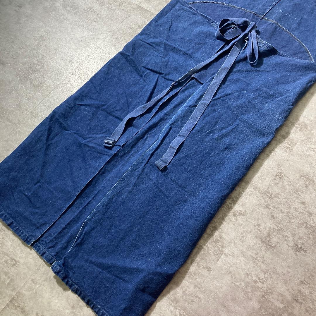 60s- Bergard エプロン インディゴリネン ブルー