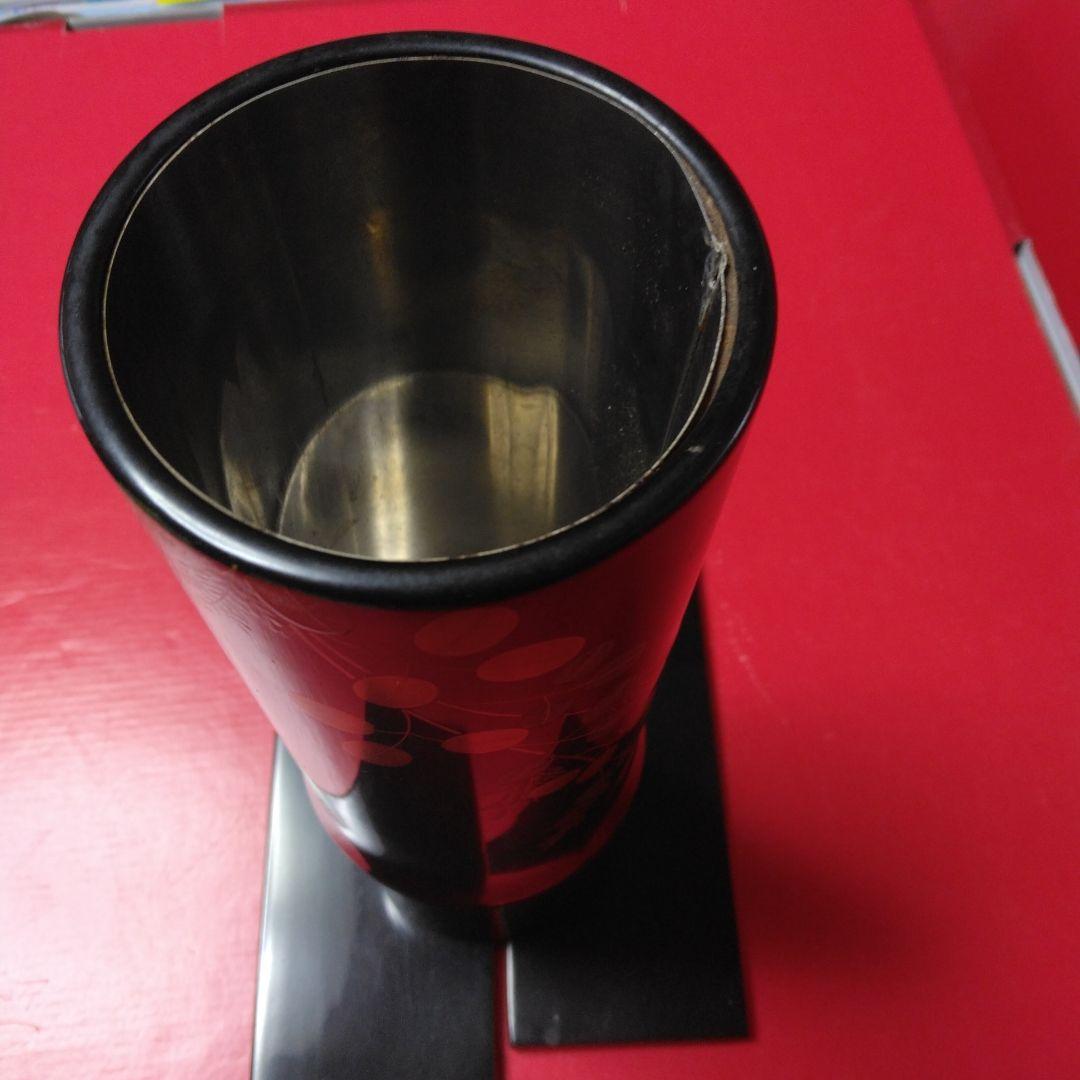 花器・花瓶・丸花生け・漆塗り・台座付き