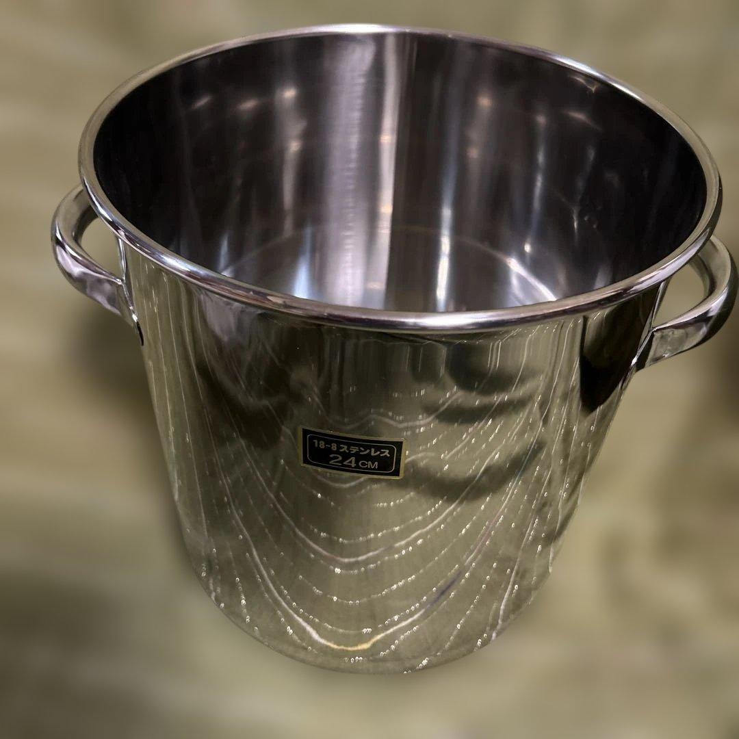 業務用 厚手18-8ステン寸胴鍋 20L 3.1kg 蓋付き 24cm