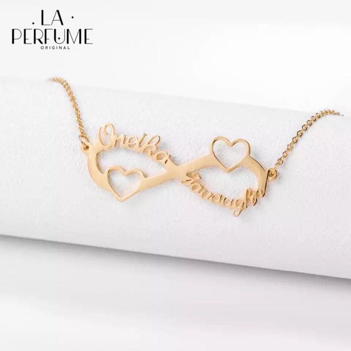 名入れ♡ダブルネーム✨ハートインフィニティ✨ネームネックレス イニシャル 手作り