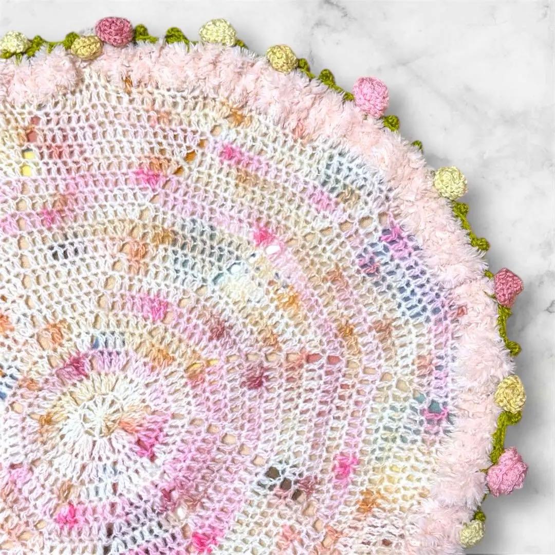 【直径約95cm】ファー付き★ 花束ブランケット ★ ハンドメイド 枯れない花束